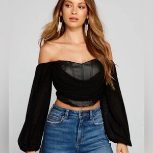 Windsor Black Leather Corset